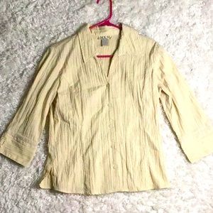 MKM Designs Beige Textured 5 Snap Long Sleeved Blouse